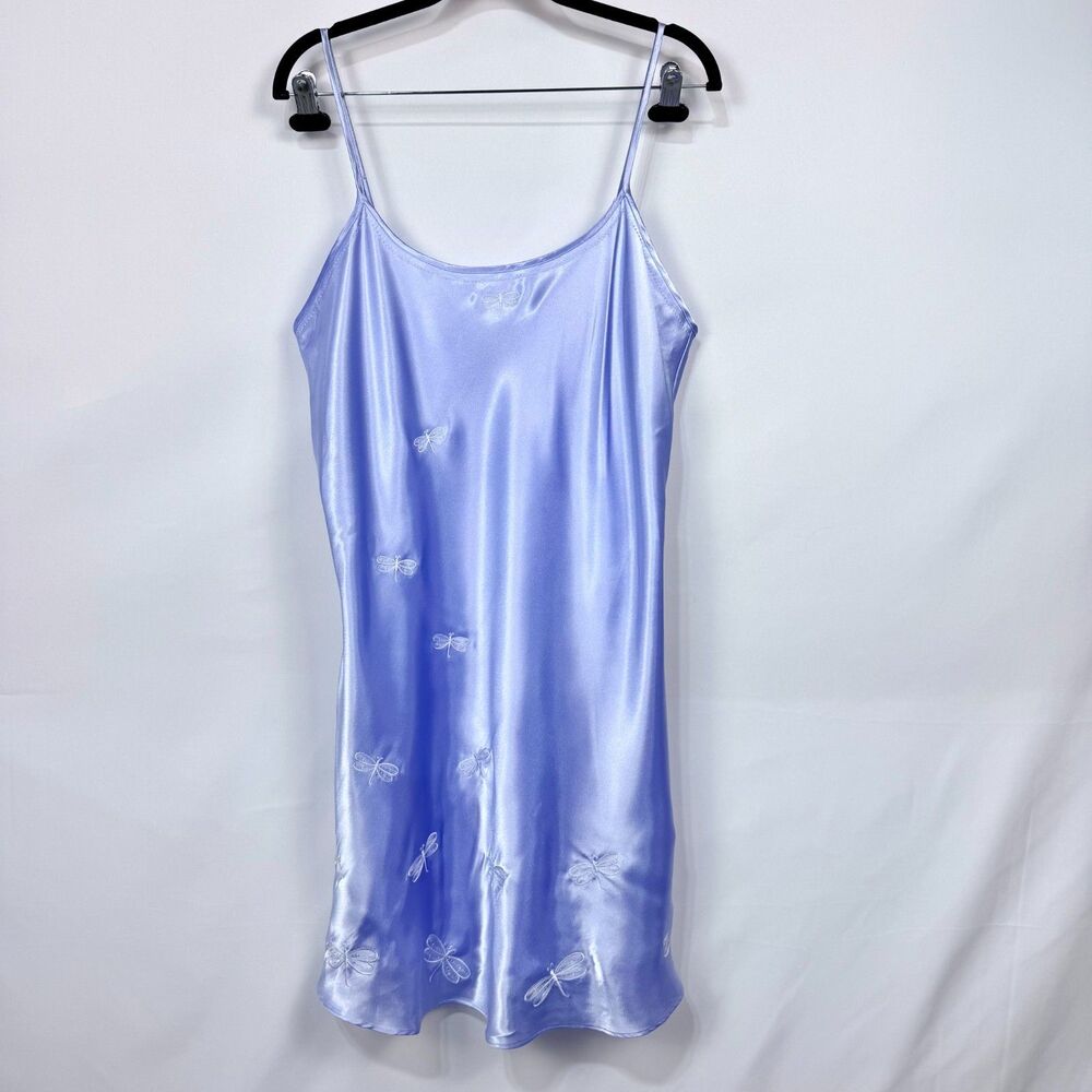 VTG Inner Most Lilic Purple Embroidered Dragonfly Babydoll Nightgown Large